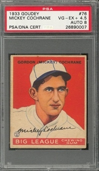 1933 Goudey #76 Mickey Cochrane Signed Card – PSA/DNA NM-MT 8 Signature!